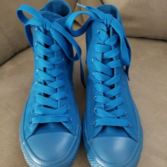 Converse All Star Monochrome All Blue High Tops - Picture 2 of 8